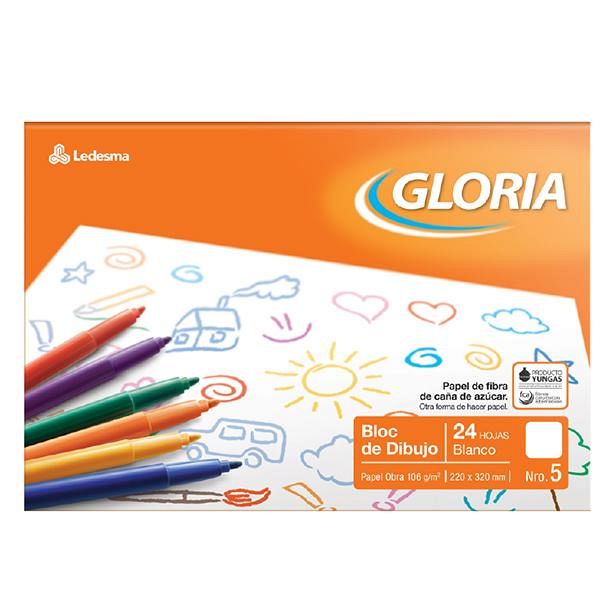 Bloc Gloria de dibujo 24 hojas blancas