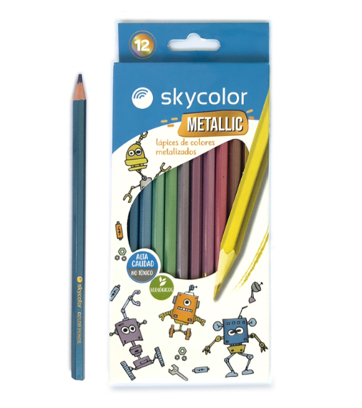 LAPICES de Colores X 12 UNIDADES Metalizados  Skycolor