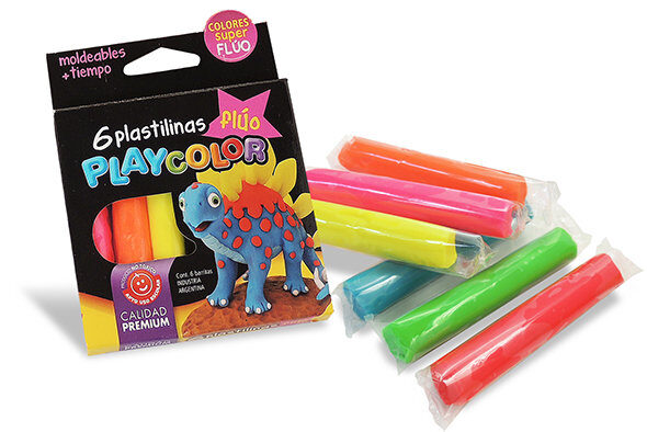 PLASTILINA X 6 UNIDADES FLUO PLAYCOLOR