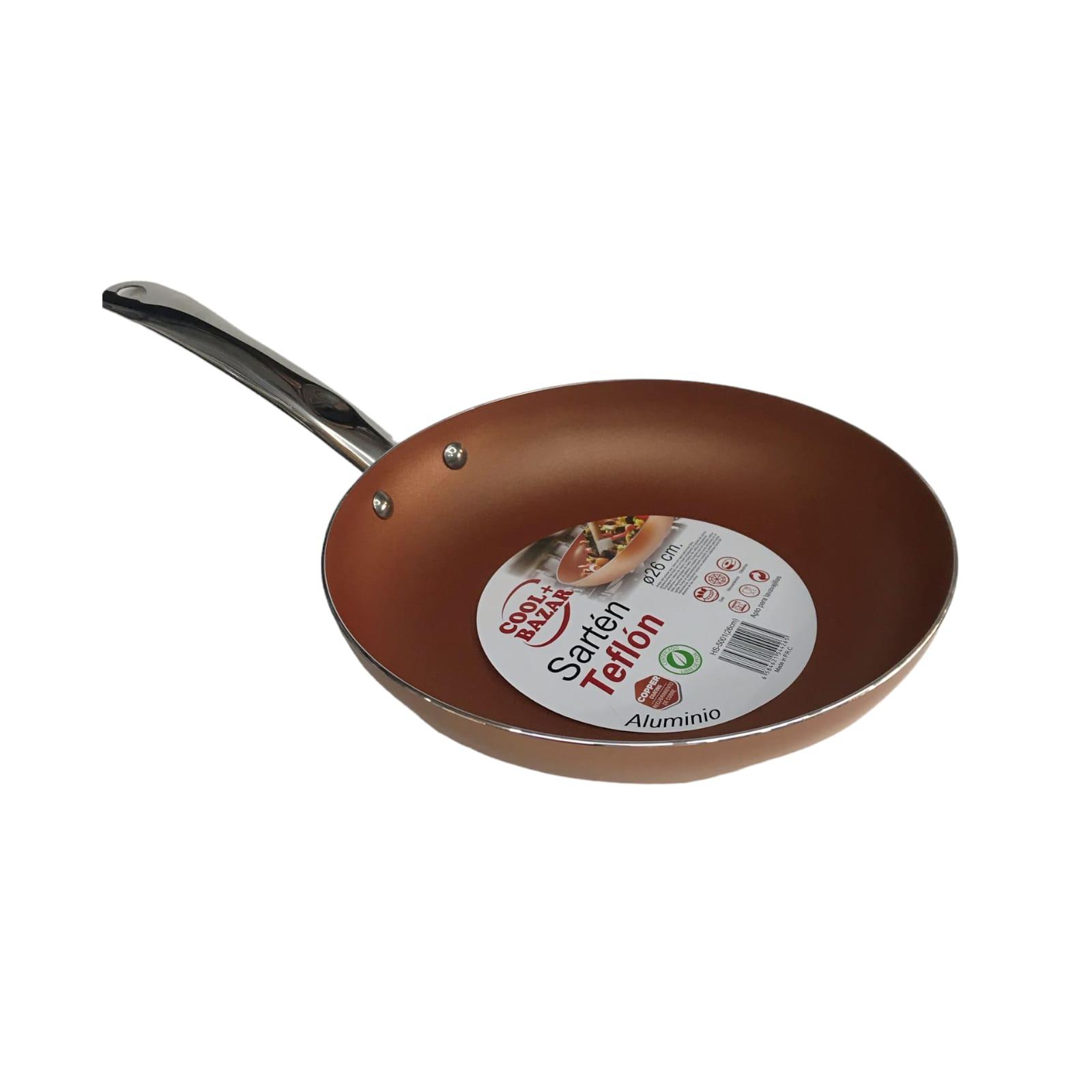 SARTEN DE COBRE CON MANGO DE ACERO - 26CM - TEFLON ANTIDHERE