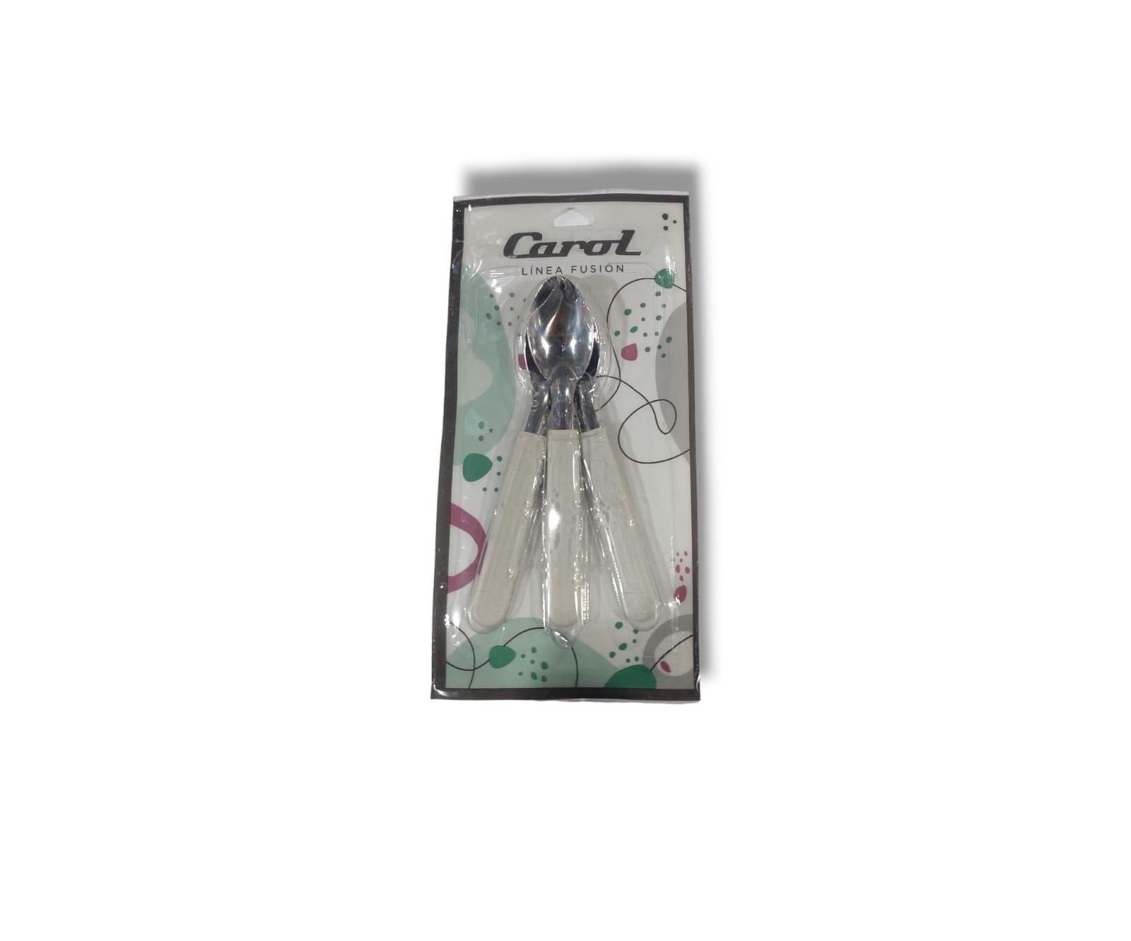 CUCHARITA CAROL- X3 - 13CM - COLOR TIZA