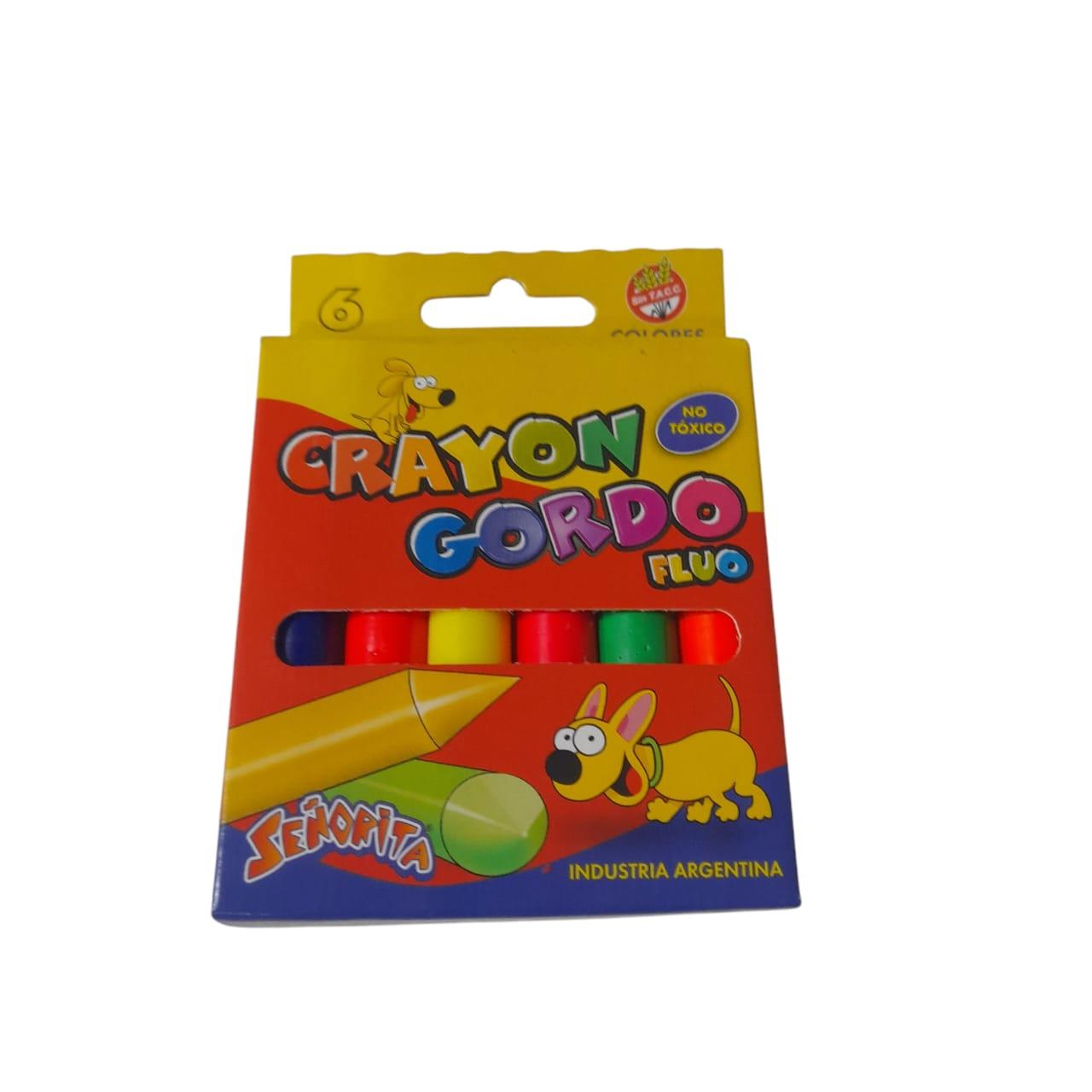 CRAYONES GORDO FLUO X 6 UNIDADES