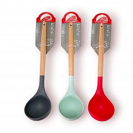 CUCHARON DE SILICONA CON MANGO DE MADERA
